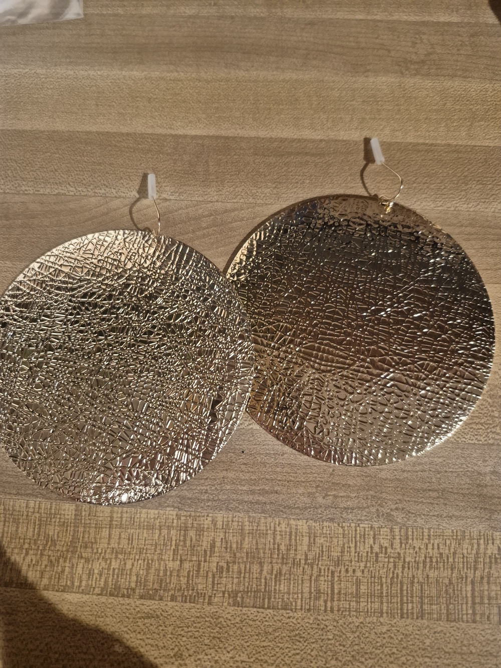 Large Textured Gold Disc Earrings